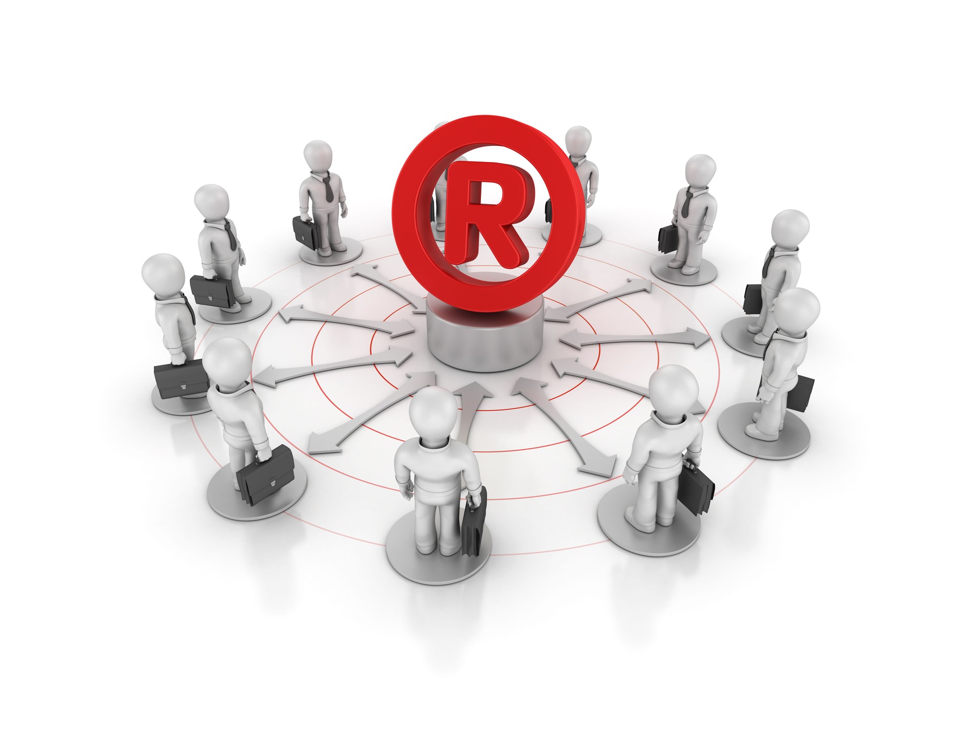 Teamwork Business People with Registered Trademark Symbol - 3D Rendering